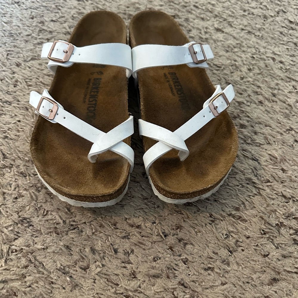 White Birkenstock Mayari sandals